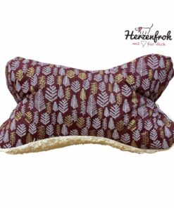 Leseknochen - Popeline/Baumwollplüsch - Tanne auf weinrot