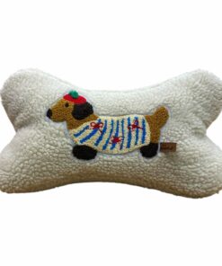 Leseknochen, Lesekissen - Teddyplüsch mit Dackelapplikation