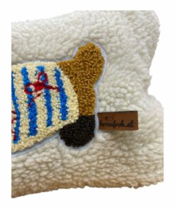 Leseknochen, Lesekissen - Teddyplüsch mit Dackelapplikation