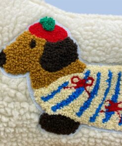 Leseknochen, Lesekissen - Teddyplüsch mit Dackelapplikation