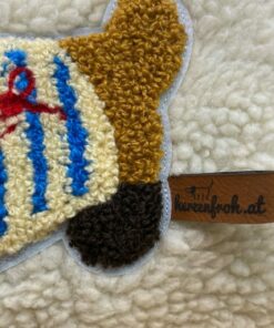 Leseknochen, Lesekissen - Teddyplüsch mit Dackelapplikation