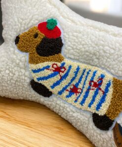 Leseknochen, Lesekissen - Teddyplüsch mit Dackelapplikation