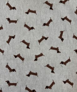 Linenlook Premium Stoff „Little Dachshund Dog“ – Dackel Dekostoff aus Baumwolle