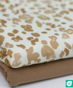 Baumwolljersey ♡ Leo Hellbraun auf Offwhite