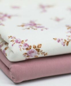 Baumwolljersey ♡ Rosen in altrosa auf creme