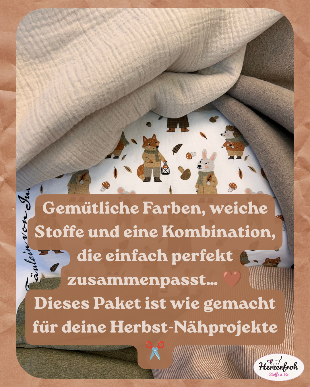 Herbst Stoffpaket – 2,5 m abgestimmte Stoffe | Herzenfroh
