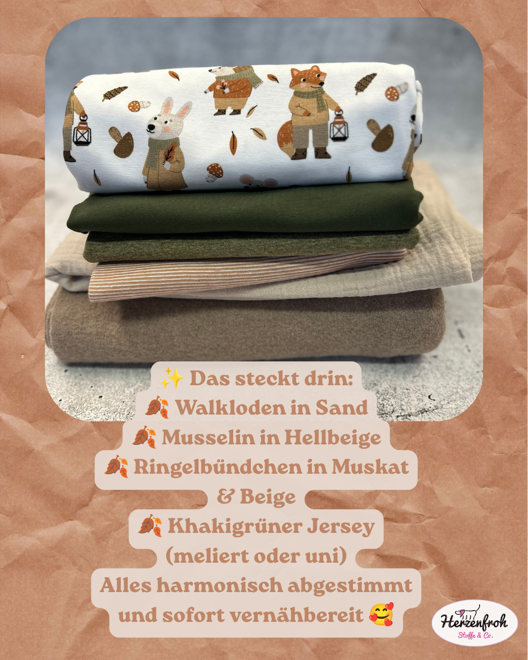 Herbst Stoffpaket – 2,5 m abgestimmte Stoffe | Herzenfroh