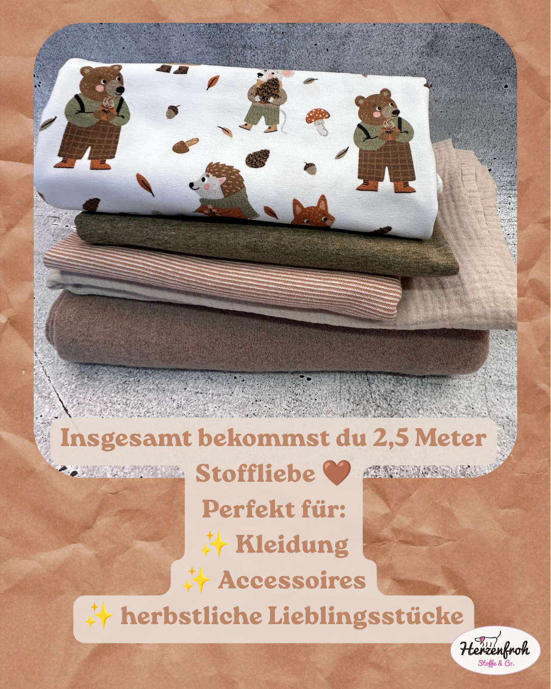 Herbst Stoffpaket – 2,5 m abgestimmte Stoffe | Herzenfroh